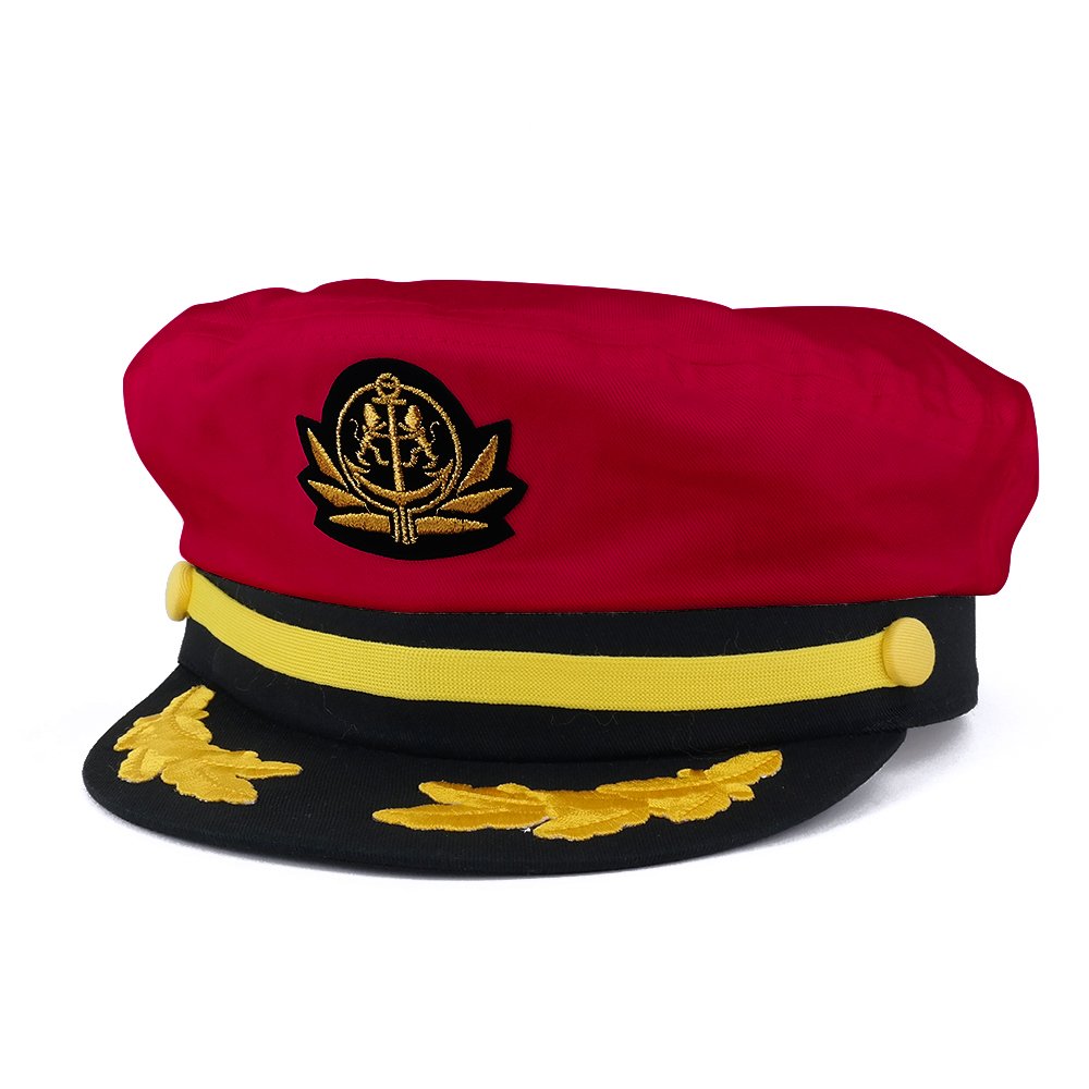 Red Captain Hat — Gold Emblem