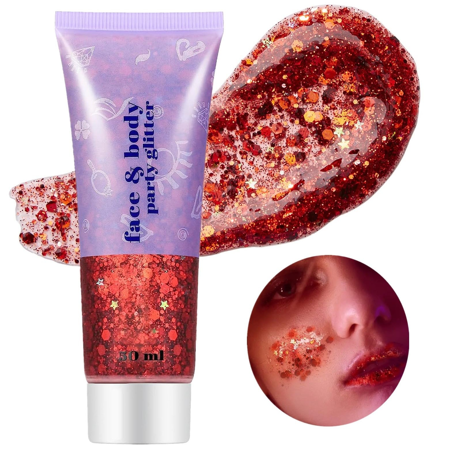 Red Glitter Face Paint