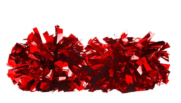 Red Metallic Pom Poms — Pair