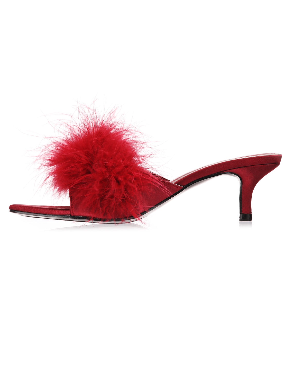 Red Marabou Feather Slippers